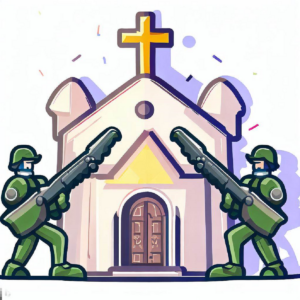 Soldiers protecting a church building to how how The government protects normal religious activities, according to the law